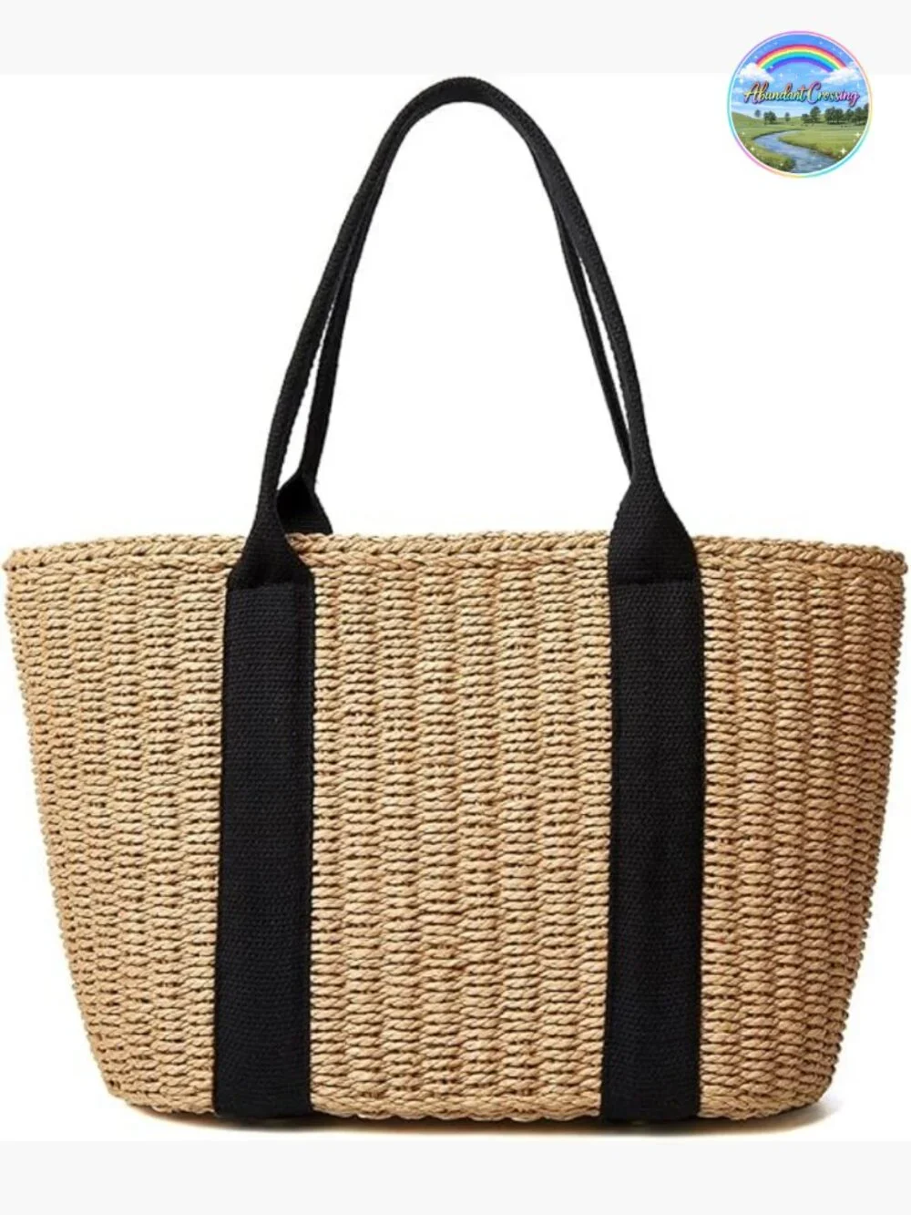 Handwoven Straw Tote Beach Bag Summer Hobo Purse Drawstring Closure